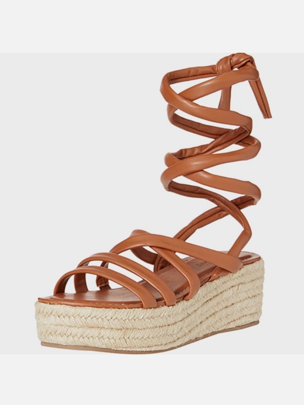 Strappy Tan Wrap Espadrille Platform Sandal